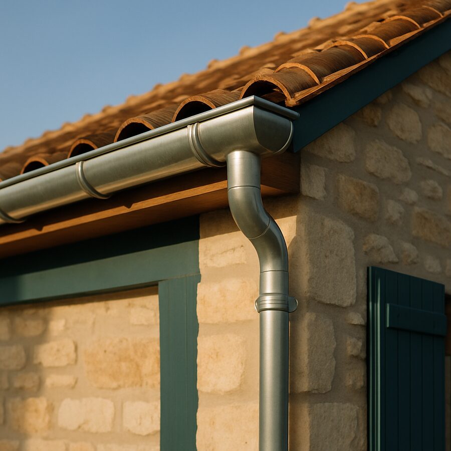 Gouttières en zinc sur une maison